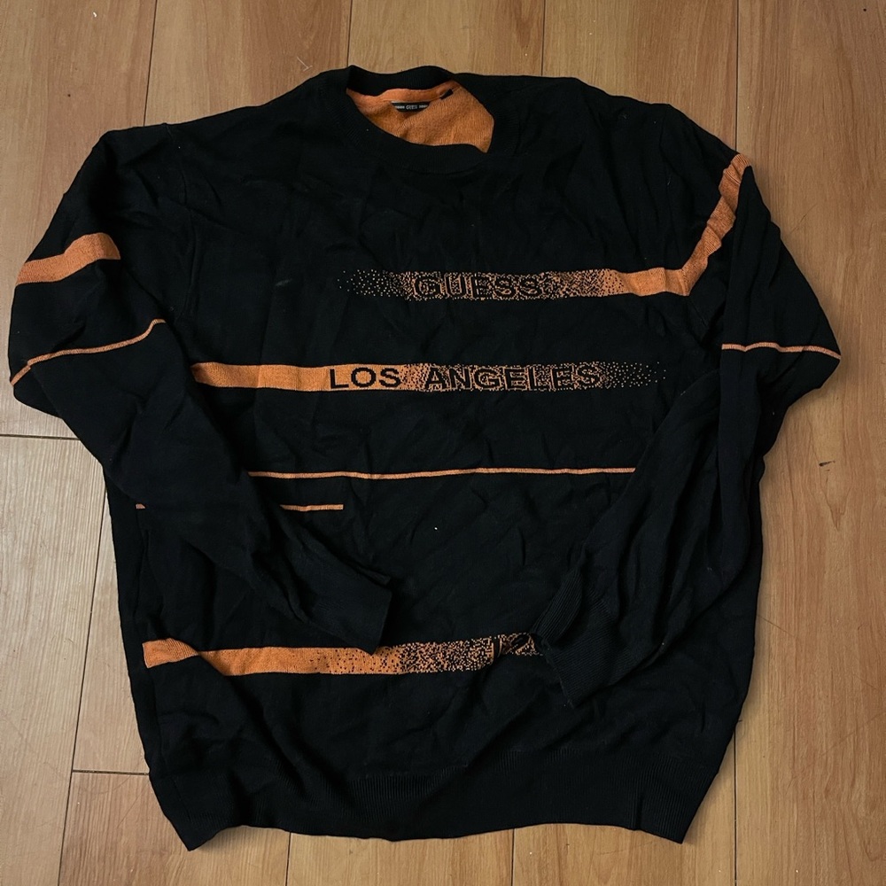 Guess Black and Orange Crewneck Sweater